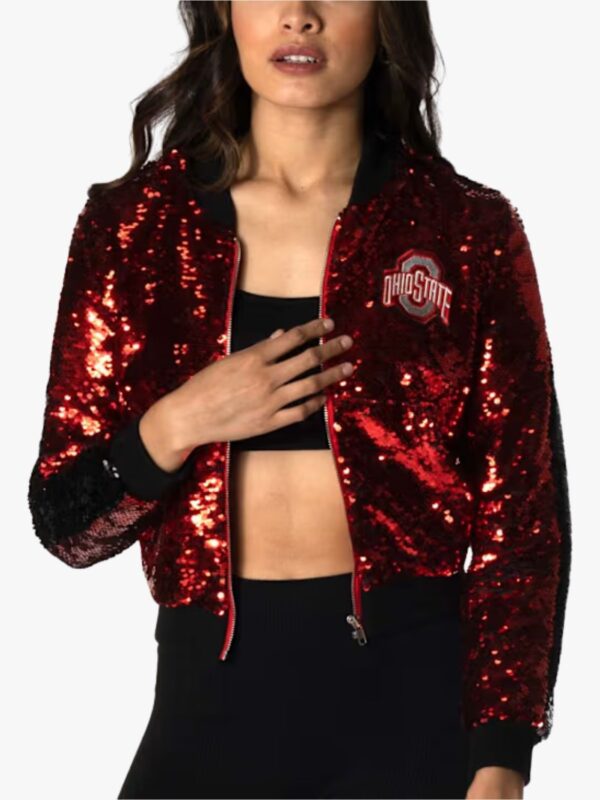 Ohio State Red Sequin Bomber Jacket