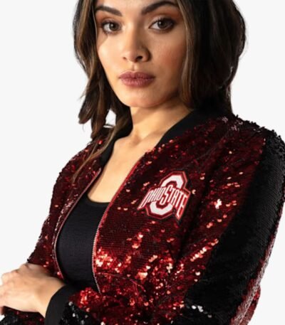 Ohio State Red Sequin Bomber Jacket
