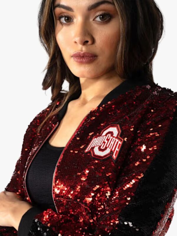 Ohio State Red Sequin Bomber Jacket