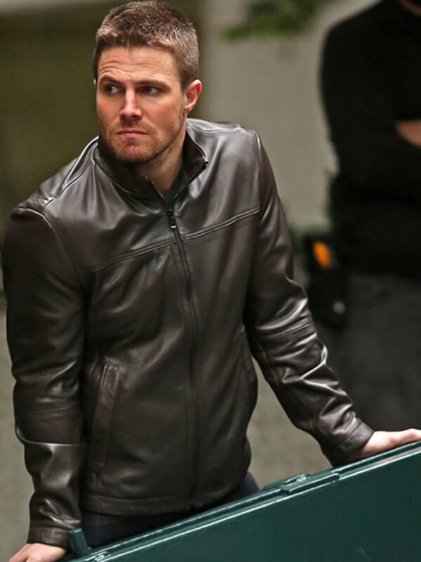 Oliver Queen Arrow Black Leather Jacket