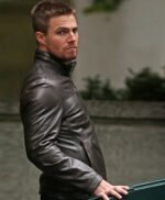 Oliver Queen Arrow Black Leather Jacket