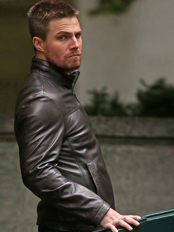 Oliver Queen Arrow Black Leather Jacket