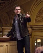 Oliver Queen Arrow Black Leather Jacket