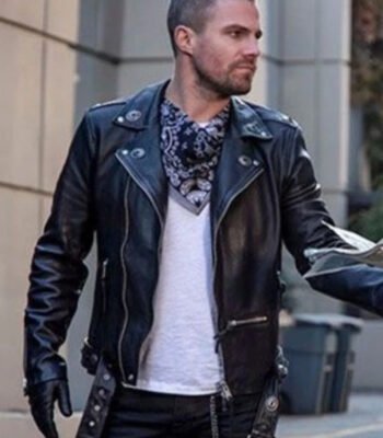Oliver Queen Arrow Black Motorcycle Jacket