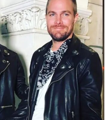 Oliver Queen Arrow Black Motorcycle Jacket