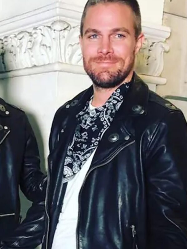 Oliver Queen Arrow Black Motorcycle Jacket