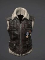 PUBG Biker Shearling Fur Leather Vest
