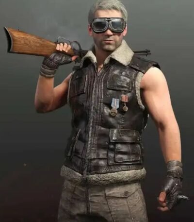 PUBG Biker Shearling Fur Leather Vest