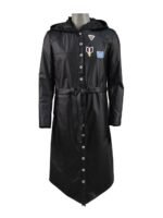 PUBG Black Long Hooded Leather Coat