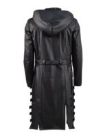 PUBG Black Long Hooded Leather Coat