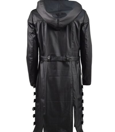 PUBG Black Long Hooded Leather Coat
