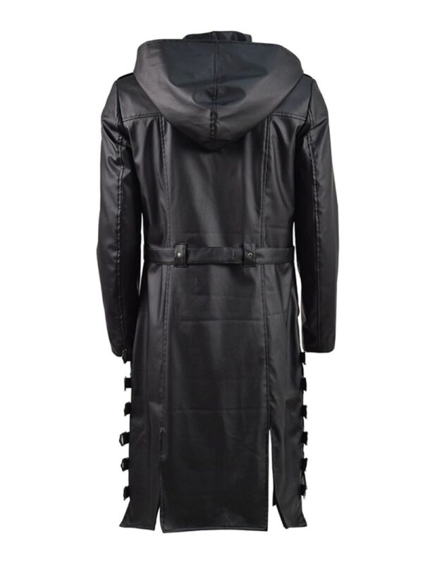 PUBG Black Long Hooded Leather Coat