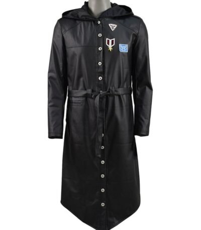 PUBG Black Long Hooded Leather Coat