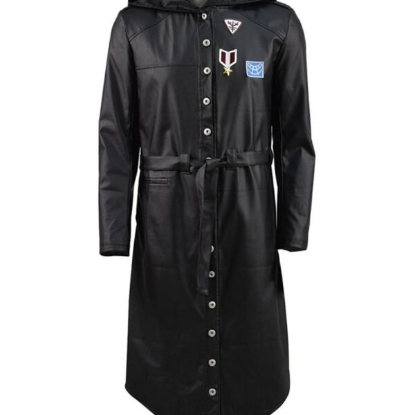 PUBG Black Long Hooded Leather Coat