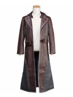 PUBG Brown and Grey Leather Coat With Hoodie
