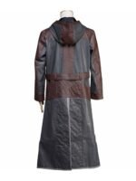 PUBG Brown and Grey Leather Coat With Hoodie