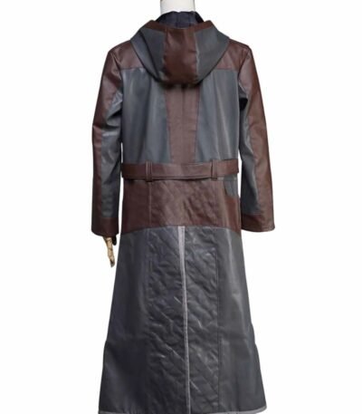 PUBG Brown and Grey Leather Coat With Hoodie
