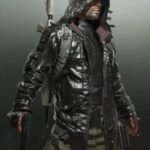 PUBG Mens Black Leather Hoodie Jacket