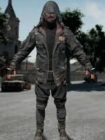 PUBG Mens Black Leather Hoodie Jacket