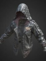 PUBG Mens Black Leather Hoodie Jacket