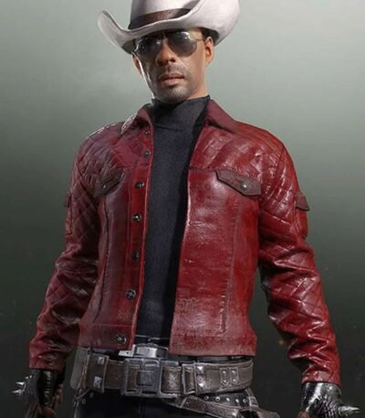 PUBG Western Cowboy Red Quilted Leather Jacket