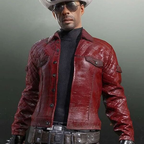 PUBG Western Cowboy Red Quilted Leather Jacket