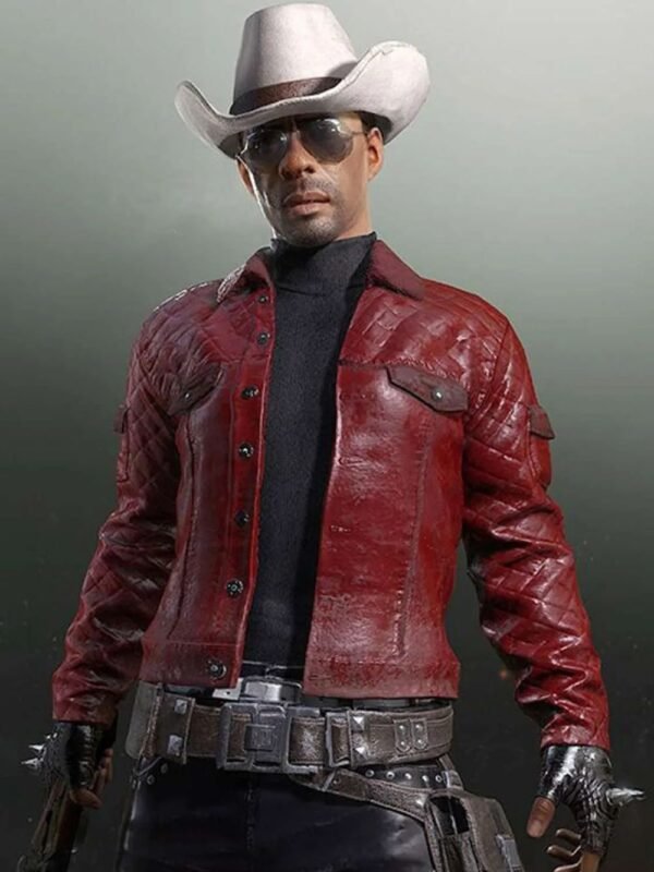 PUBG Western Cowboy Red Quilted Leather Jacket
