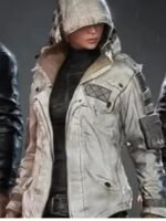 PUBG Women's White Leather Jacket With Hood