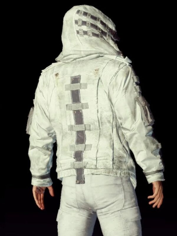 PUBG Women's White Leather Jacket With Hood