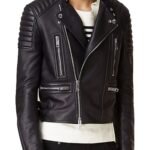 Padded shoulders Asymmetrical Motorcycle Jacket