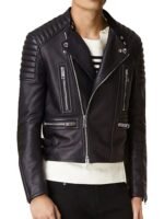 Padded shoulders Asymmetrical Motorcycle Jacket