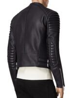 Padded shoulders Asymmetrical Motorcycle Jacket - Image 2