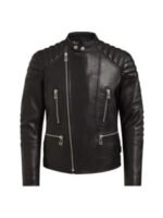 Padded shoulders Asymmetrical Motorcycle Jacket