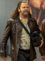 Pam and Tommy Nick Offerman Brown Leather Coat
