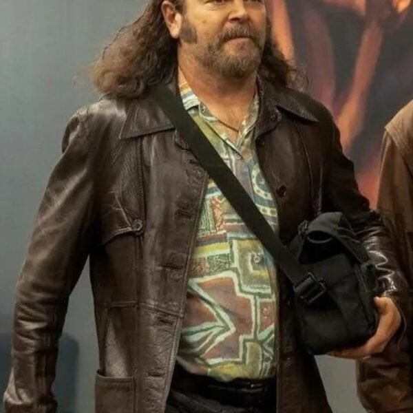 Pam and Tommy Nick Offerman Brown Leather Coat
