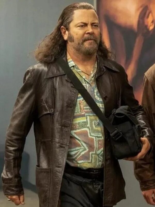 Pam and Tommy Nick Offerman Brown Leather Coat