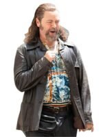 Pam and Tommy Nick Offerman Brown Leather Coat