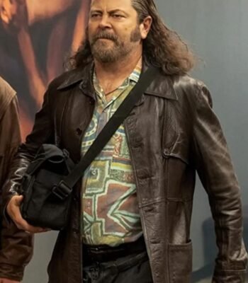 Pam and Tommy Nick Offerman Brown Leather Coat