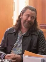 Pam and Tommy Nick Offerman Brown Leather Coat