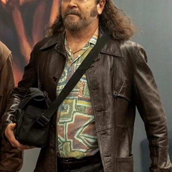Pam and Tommy Nick Offerman Brown Leather Coat