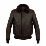 Parker A2 Shearling Brown Bomber Leather Jacket