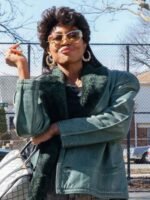 Patina Miller Power Book III Raq Green Shearling Leather Jacket