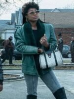 Patina Miller Power Book III Raq Green Shearling Leather Jacket