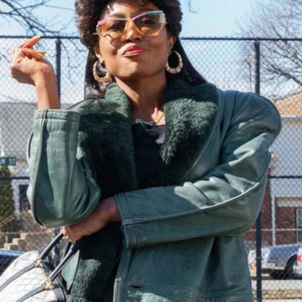 Patina Miller Power Book III Raq Green Shearling Leather Jacket