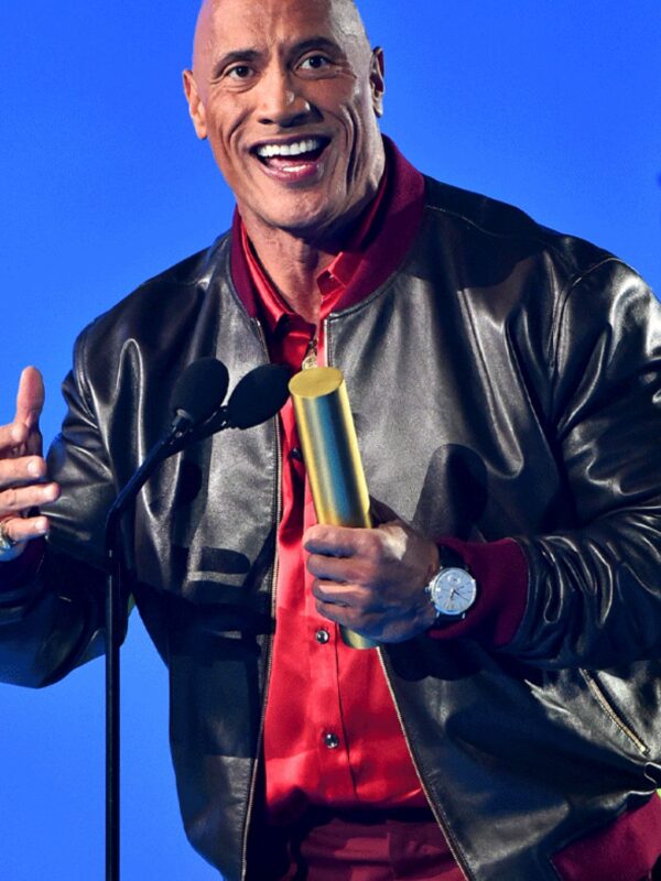 Peoples Choice Award Dwayne Johnson Black Bomber Jacket