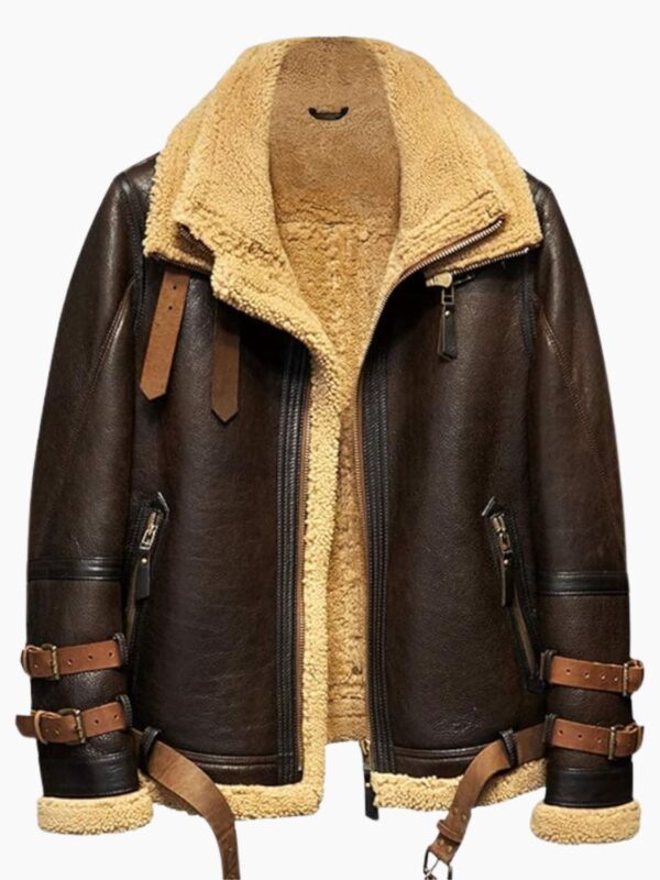 Peter Brown Triple Belted Cuffs Shearling Jacket