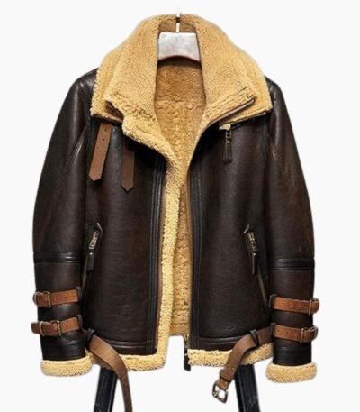 Peter Brown Triple Belted Cuffs Shearling Jacket