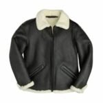Philip Black Shearling Fur B6 Bomber Leather Jacket
