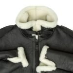 Philip Black Shearling Fur B6 Bomber Leather Jacket