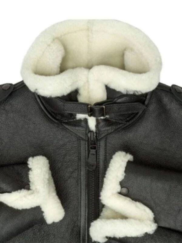 Philip Black Shearling Fur B6 Bomber Leather Jacket